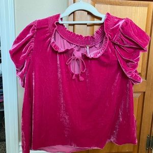 Hot pink velvet free people blouse!!